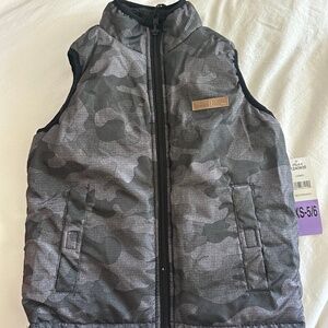 Buffalo David Bitton gray Camo blue Reversible Vest Boys Size XS 5/6